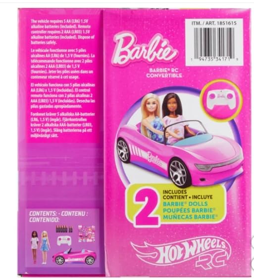 Hot Wheels Auto Barbie Cabrio Telecomando con 2 Bambole