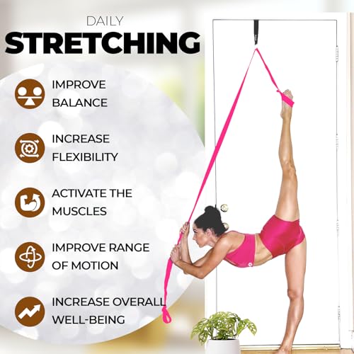 pilates stretching strap with door anchor - flexibility equipment for pilates practitioners - ideal for improving leg flexibility core stability and posture alignment at home