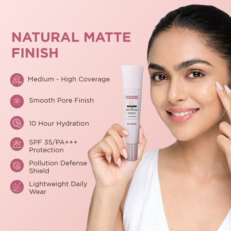Image of Spawake Advanced Complete Complexion CC Cream SPF35 PA+++ with Sea Minerals | Multi Protection | Lightweight Coverage | All Skin Types | Natural Beige | 15g