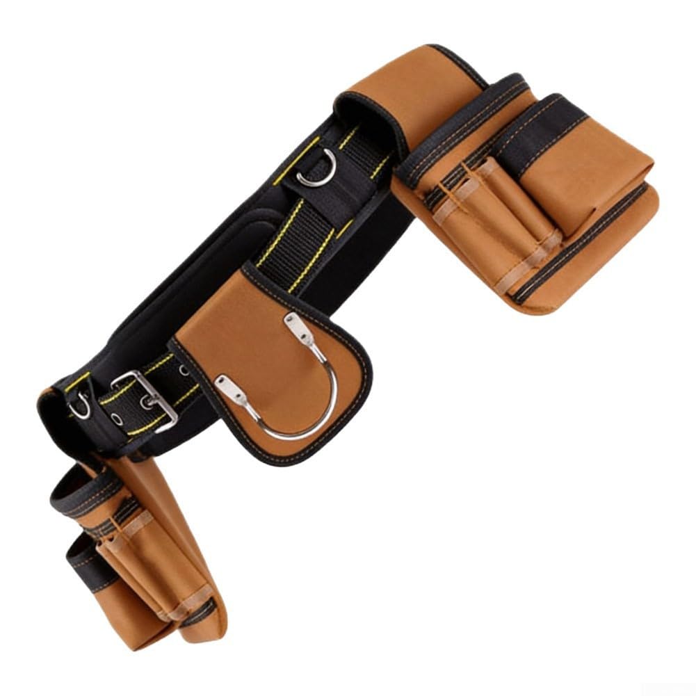 Lot de 4 ceintures à outils Oxford 1200D avec pochettes pour marteau Marron