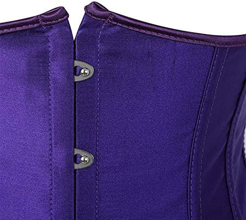 HNGHOU Women's Bustier Corset Top Plus Size Satin Waist Cincher Overbust Bustiers, Violet, XX-Large - 2
