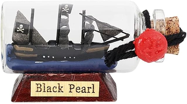 Black Pearl Ship Model, Sailboat in A Bottle, Ship in Glass Bottles Model Decoration for Home Living Room and Bedroom, Gift for Friends and Family