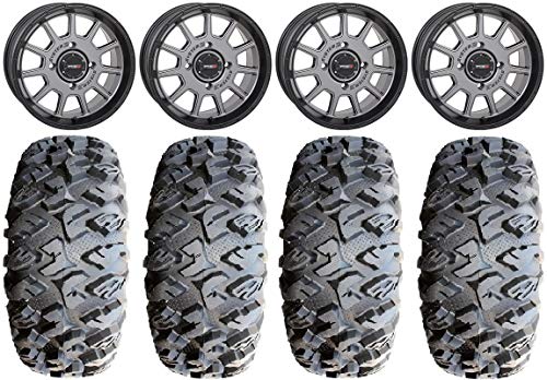 Bundle - 9 Items: System 3 St-5 15" Wheels Gun Metal 31" Motoclaw Tires [4X137 Bolt Pattern 12Mmx1.5 Lug Kit] #TOP18