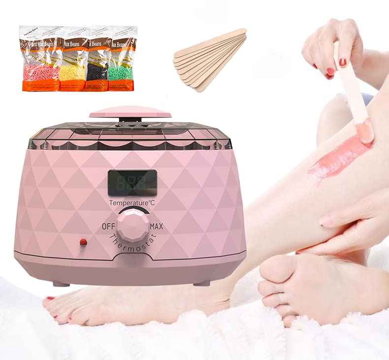 SEEMIE Wax Heater Hair Removal Machine Set Warmer Wax-melt Waxing Kit Wax Beans Wood Stickers Heating Machine Depilatory Epilator (Style 4)