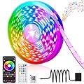 QZYL LED Lights for Bedroom, 50FT RGB LED Strip Lights with 44 Keys IR Remote, Smart LED Light Strip with Adhesive Backing Adjustable Brightness App Control for Bedroom Party Decoration