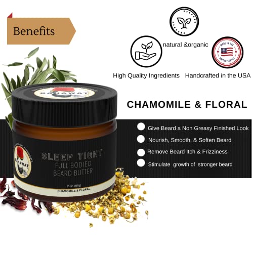 Bahawat Beard Butter For Men Leave-In Conditioner - Herbal Chamomile - Strengthen & Soften While Relieving Itch – Made In Usa With 11 Organic, Natural Ingredients | The Best Beard Butter - 2 Oz. #TOP4