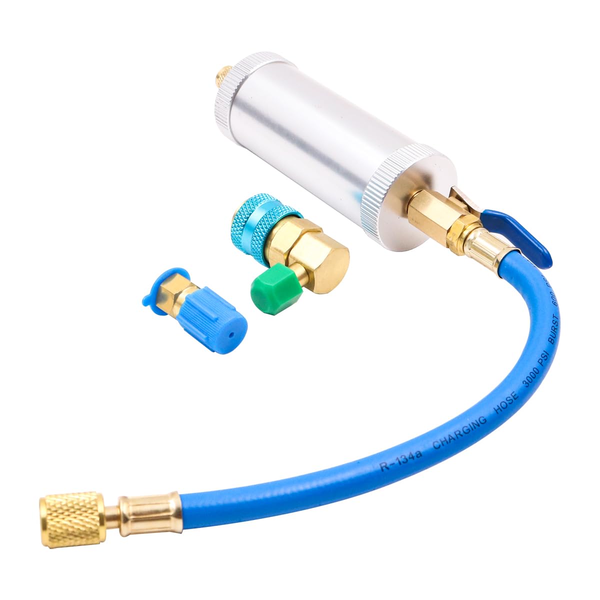 Alnicov Herramienta de inyección de Aceite refrigerado Herramienta de refrigeración de inyector de Aceite y Tinte A/C con Conector SAE de 1/4" R134A para Sistemas R134A R410A R22 R12