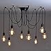 Produktbild E27 DIY Retro Vintage Industrie Kronleuchter Pendelleuchten Hängelampe Höhenverstellbar (8-flammig)