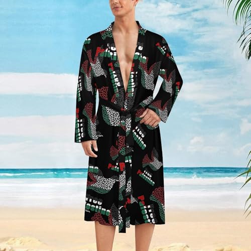 Free Palestine Palestinian Peace Mens Robe Long Sleeve Bathrobe Lightweight Nightgown Sleepwear for Spa Shower2