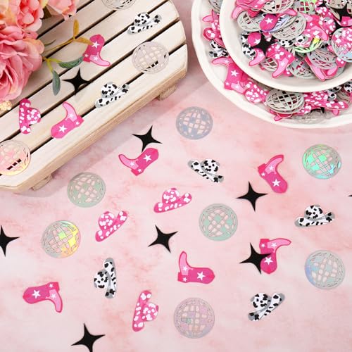 Image of Whaline 300 Pcs Western Cowgirl Disco Table Confetti Bachelorette Party Confetti Glitter Table Centerpieces for Birthday Bridal Shower