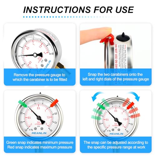 Image of MEANLIN MEASURE -30inHG~30Psi Vacuum Pressure Gauge 1 /4 inch NPT 2.5 inch FACE DIAL, Stainless Steel Liquid Filled Pressure Gauge WOG Water Oil Air Lower Mount (with 2PCS Snaps)