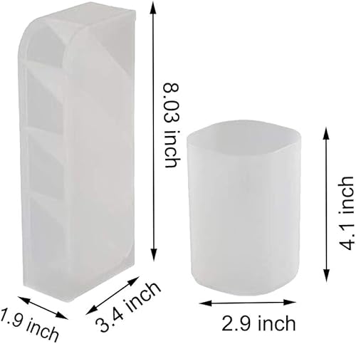 Miniatura 6 de Marbrasse Organizador de escritorio de 5 piezas para oficina, escuela, suministros para el hogar, soporte de almacenamiento de bolígrafos blanco
