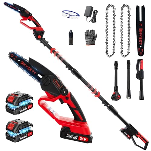 Dnveey 2-in-1 Cordless Pole Saw for Tree Trimming, 800W Brushless 6 Inch Mini Chainsaw, Lightweight...