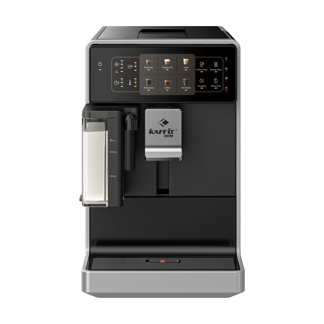 Kaffit A3 Silver Fully Automatic Coffee Machine with Auto Cappuccino, Grinder Bean to Cup, 6 Beverages, Customized Coffee Recipes, Best for Home & Office