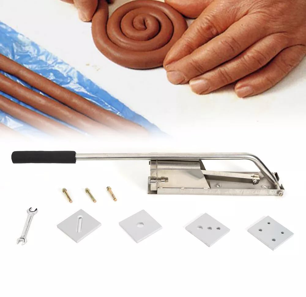 Clay Extruder, Wall Hanging 4-Layer Clay Extruder, Clay Extruding Machine Pottery Ceramics Stainless Steel Tool Kit Pottery Making Machine for Domestic Commercial