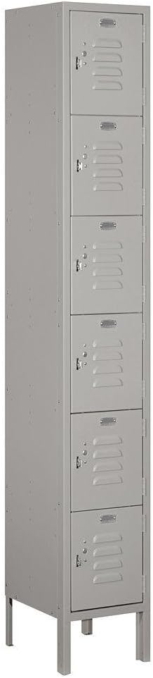 Salsbury Industries 66162GY-U Six Tier Box Style 12-Inch Wide 6-Feet High 12-Inch Deep Unassembled Standard Metal Locker, Gray