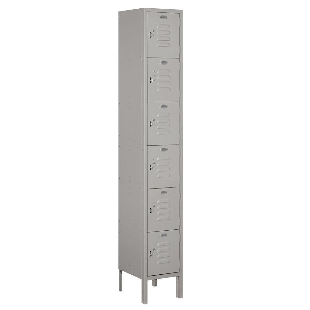 Salsbury Industries 66162GY-U Six Tier Box Style 12-Inch Wide 6-Feet High 12-Inch Deep Unassembled Standard Metal Locker, Gray