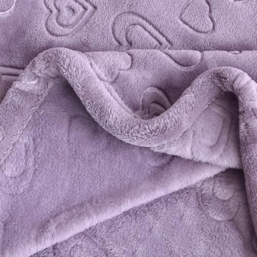 Image of BORITAR Baby Blanket with Heart Design for Girls Ultra Soft Fleece Warm and Lightweight Blankets for Infant Toddler Newborn, 30x40 Inch, Purple