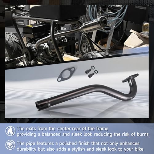 Image of Central long Exhaust Pipe For Coleman CT100U FRP GMB100 Predator 79cc 98cc 3HP Engine Mini Bike Gun-Black