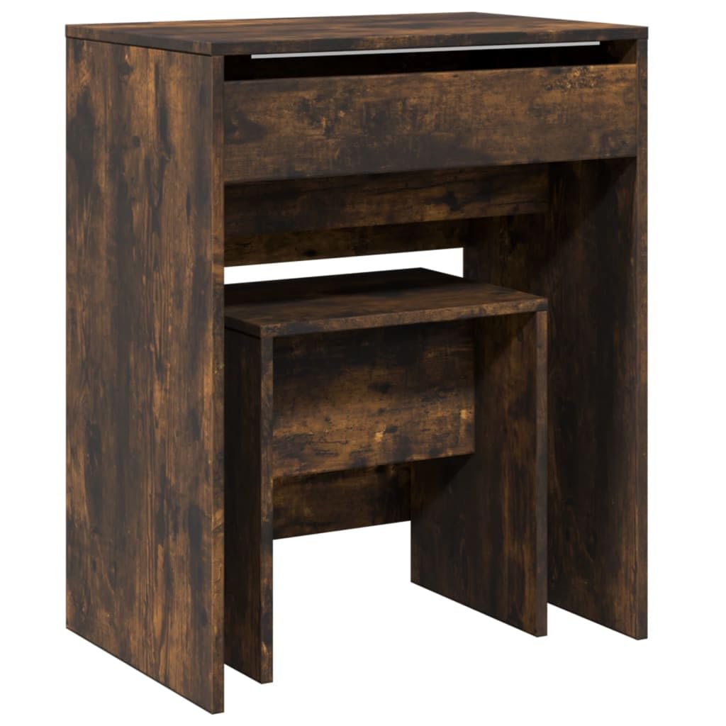 Générique Schminktisch aus Holz, Raucheiche, 60 x 40 x 113,5 cm | Mit Spiegel, 1 Aufbewahrungsfach, Wandbefestigung inklusive, für Schlafzimmer
