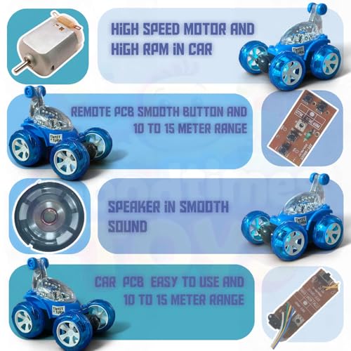 Image of USB Rechargeable 360 Remote control Stunt Car Toy for Kids, Big Size 4WD RC Racing Car for Boy & Girls with RGB Lights Music,Anti-Skid Rubber Tires, Age 4+, Indoor Outdoor Play(9802 BLUE)
