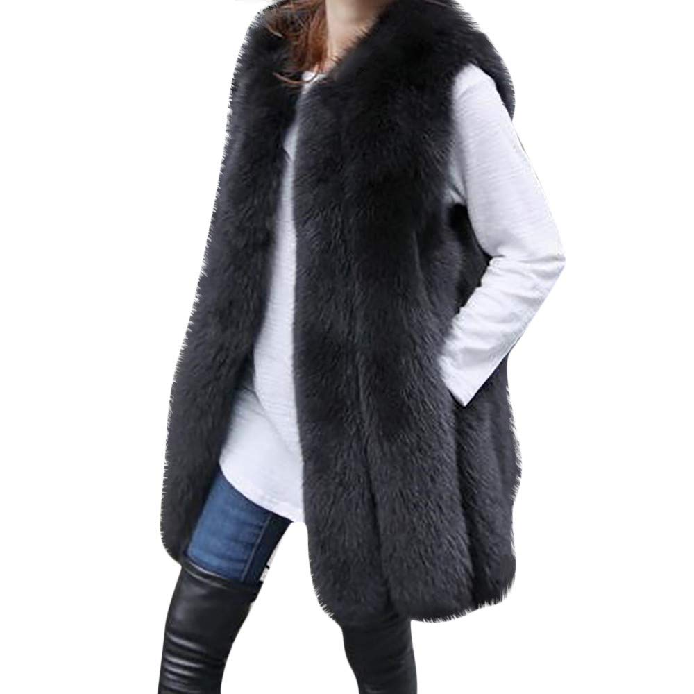 Laimeng_World Fashion Women Warm Waistcoat Coat Gilet Jacket Faux Fur Vest Outerwear Winter Warm Cardigan