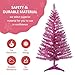 4ft Lighted Artificial Pink Christmas Tree, Not Pre-lit Pink Tinsel Pine Trees with Lights, Ideal for Ideal for Home, Office, and Xmas Party Décor - Includes Stand