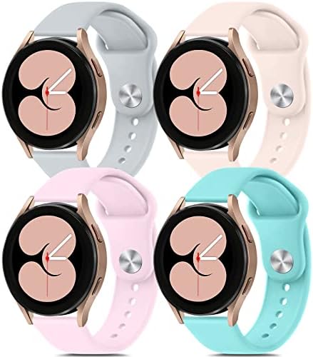 4 PACK Bands for Samsung Galaxy Watch 4 Band 40mm 44mm, Galaxy Watch 4 Classic 42mm 46mm, 20mm Soft Silicone Sport Strap Replacement Wristbands for Samsung Watch 4 Bands Women Men