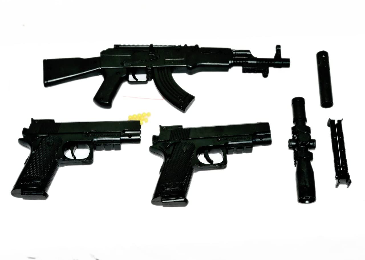 Buy Zillion Billion MA ( COMBO OF 3 TOY GUNS) MINI 40 cm Long Plastic AK47 Toy Gun AND TWO