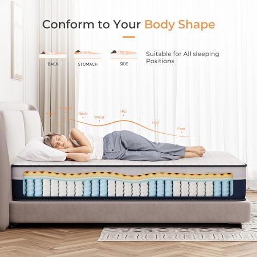 12 Inch Vesgantti Full Size Mattress with Memory Foam and Pocket Springs for Full Size Bed
