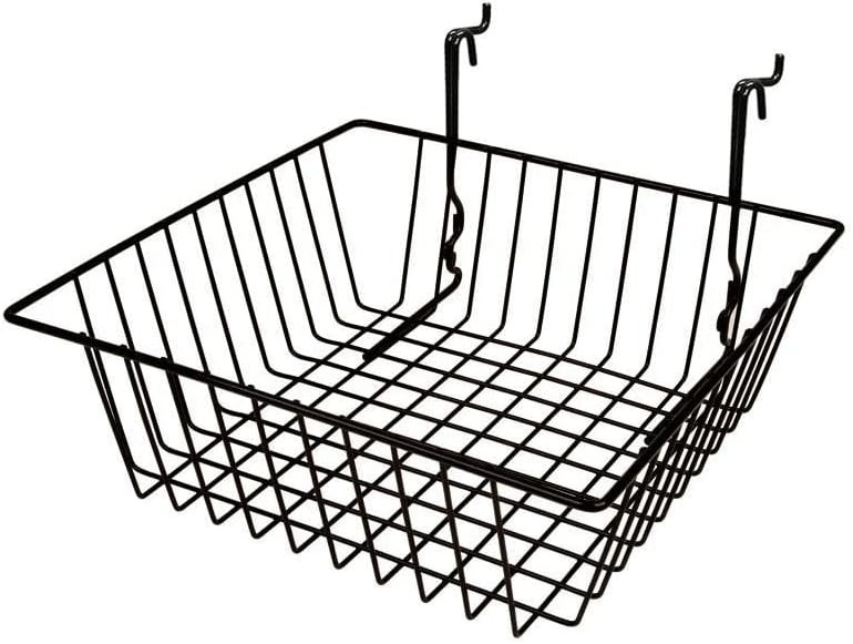 DISPLAYS101 3Pack Gridwall Baskets. Black Square Wire