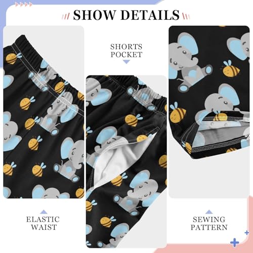 ZZXXB Elephant Bee Boys Long Pants Soft Trousers Elastic Waist Kids Lounge Bottoms with Pockets S-XL4