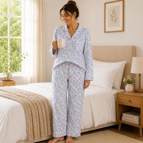 Image of Huar Cotton Pajamas Set for Women - Luxurious Cotton Womens Pajama Sets - Comfortable Christmas PJ Set, Breathable & Light Pj