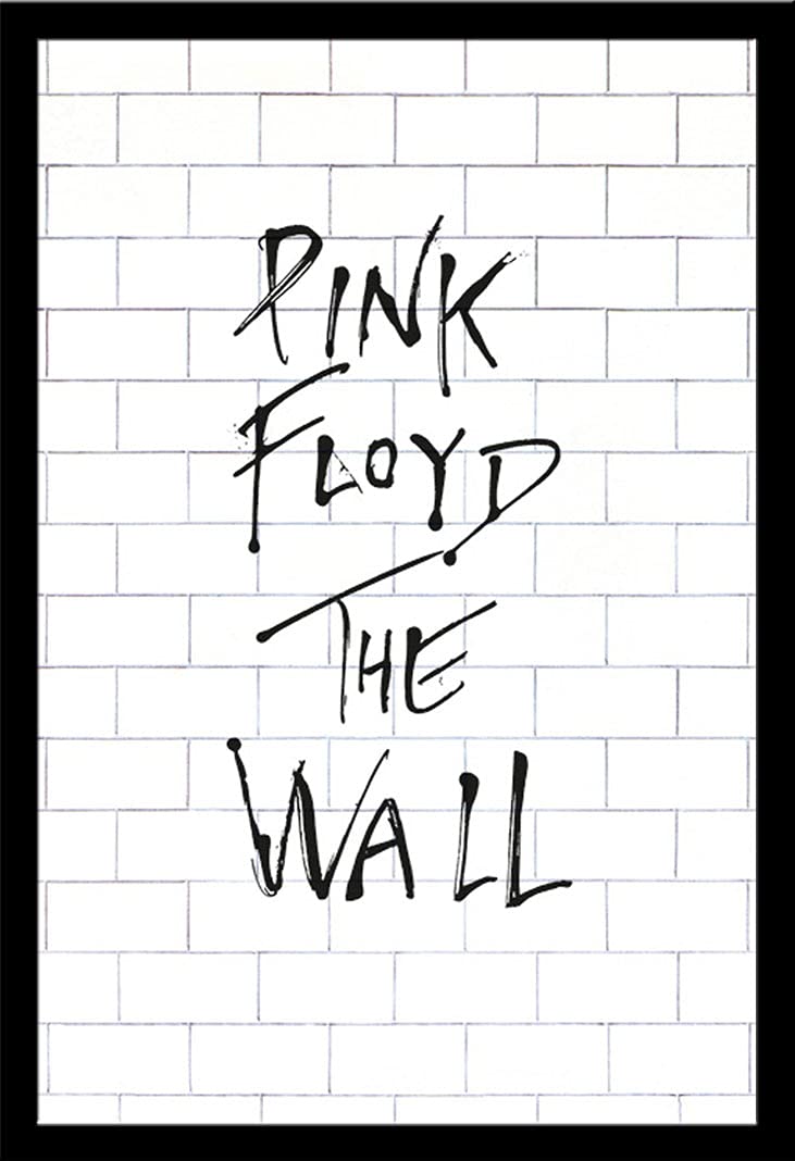Pink Floyd - The Wall Album - Poster musicale Classic Rock - Dimensioni 61 x 91,5 cm + cornice intercambiabile, Shinsuke® Maxi MDF nero, disco acrilico