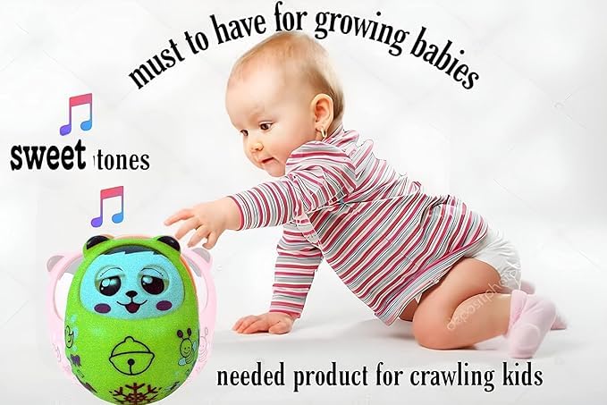 Image of Roly Poly Push and Shake Wobbling Bell Sounds Tumbler Doll Toy for 3 Months & Above, Head Nodding Baby Rattle (Colors May Vary)