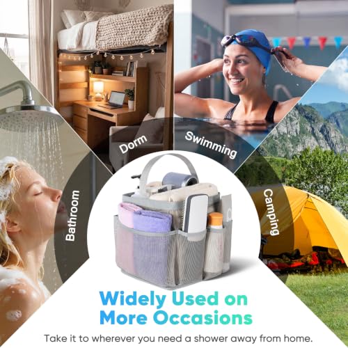 Image of EUDELE 2 Pack Mesh Shower Caddy Portable for College Dorm Room Essentials, Shower Caddy Dorm with 9-Pocket Large Capacity,Shower Bag for Beach,Swimming,Gym All Black+All Grey