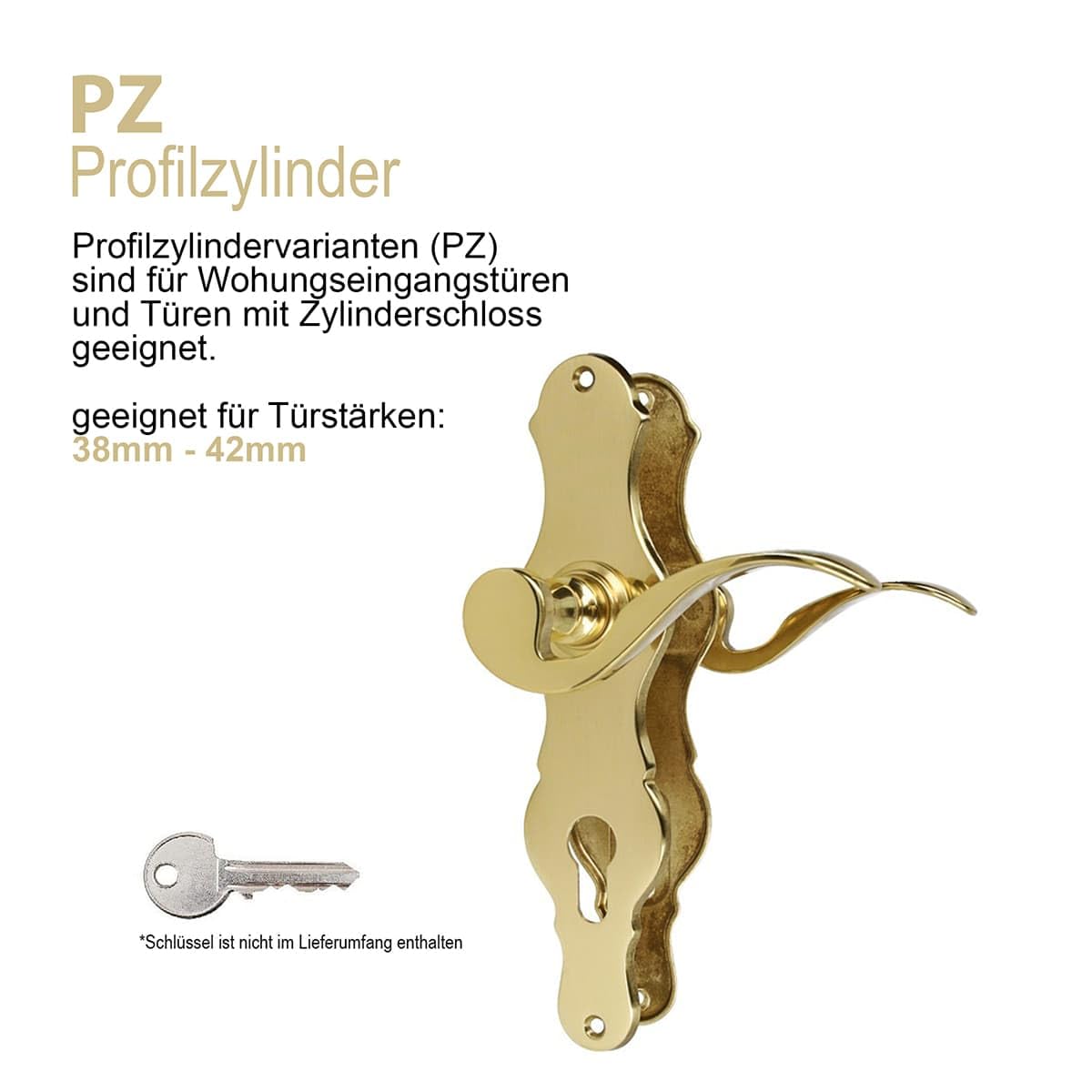 Türklinke Drückergarnitur Modell Wallis Messing poliert Profilzylinder