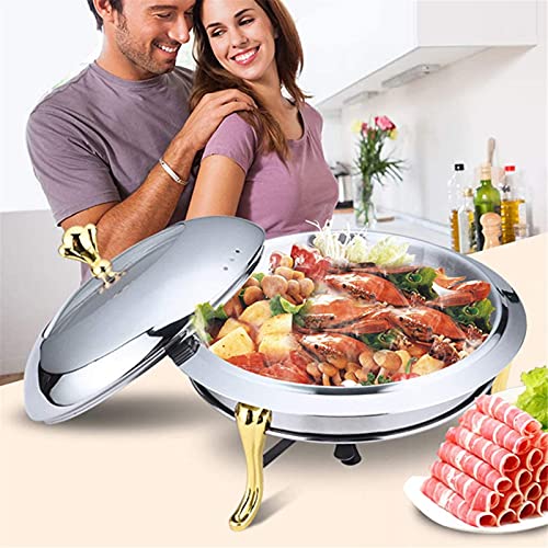 Scaldavivande in acciaio inox con fornello per vino e bagnomaria, scaldavivande rotondo per cucina, feste e matrimoni