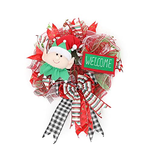 Couronne artificielle de Noël extérieure et intérieure avec grand nœud