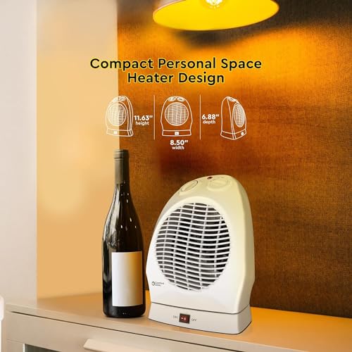 Comfort Zone CZ50 750/1500-Watt Fan-Forced Oscillating Electric Portable Heater with Adjustable Thermostat, Built-in Overheat Sensor, Safety Tip-Over Switch, and Heat Resistant Housing, White by Comfort Zone - Image 9