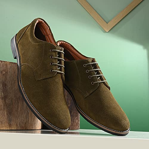 Image of Auserio Men's Suede Leather Derby Lace Up Formal Shoes | Anti Skid Sole & Waxed Laces| Antimicrobial & Heat-insulating| Memory Foam Padded Insole | Shoes for Office & Parties (SSE 013.014.015.016.017)