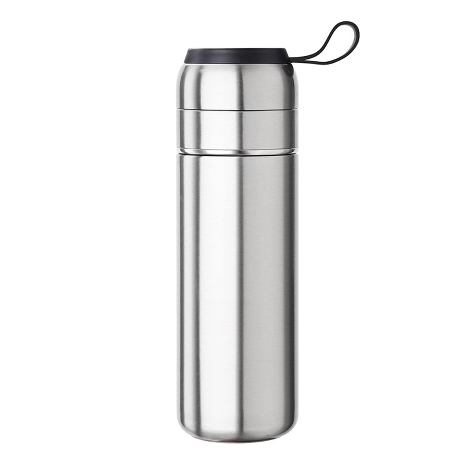 Trinkflasche Wasserflasche Water Bottle Trinkflaschen Wasser Flasche Thermoskanne Thermobecher Termoskanne Thermosflaschen Edelstahl Isolierflasche Auslaufsicher Mit Seil (400ml,silver)