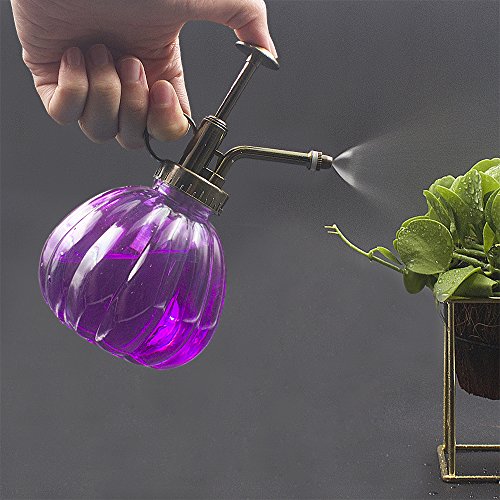 Plant Mister, Boller Glass Watering Spray Bottle Vintage Style Decorative Mister With Top Pump 6.5" Tall Small Watering Can For Plants And Flowers- Purple #TOP4