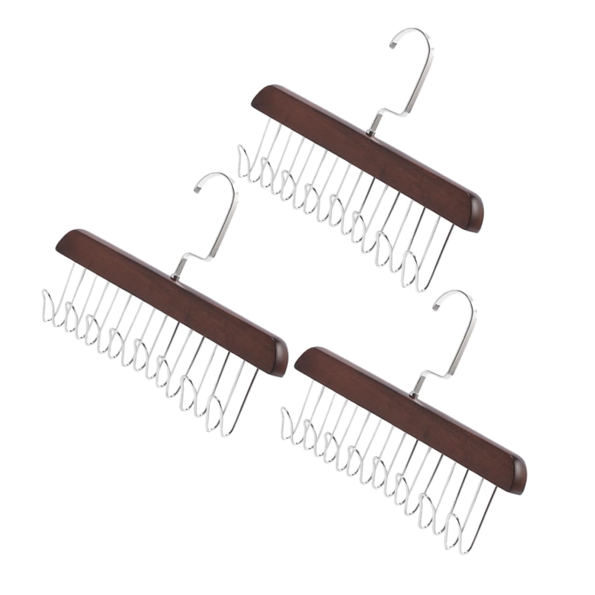 Ciieeo 3pcs Vintage Multi Functional Wardrobe Hanger with Hooks for Belt Tie Scarf and Storage Space Saving Closet Organizer for