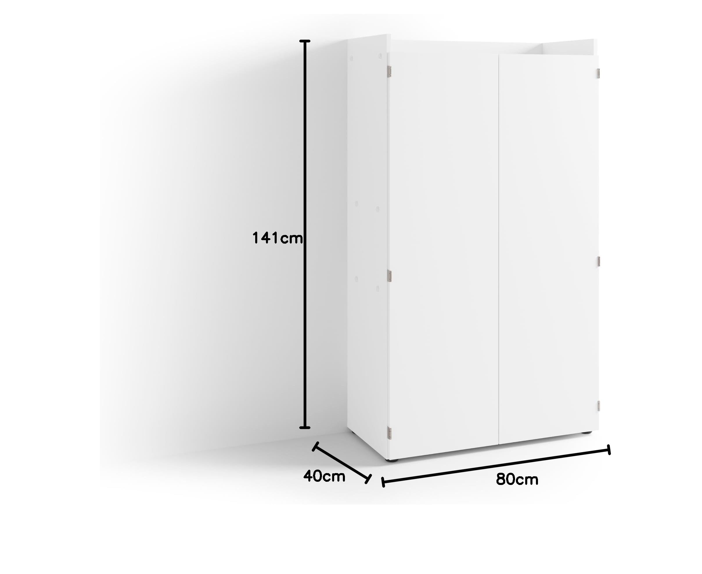 byLIVING Sekretär Janne, Grifflos, Sekretär Mattweiß, B 80, H 141, T 40 cm | Office-Schrank mit 2 Türen, platzsparend