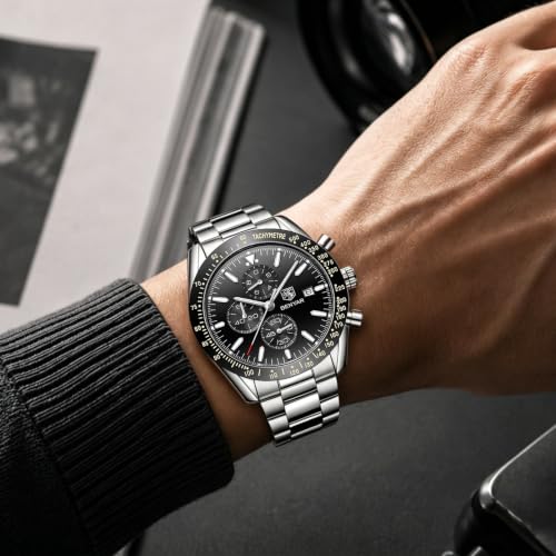 Image of BENYAR Mens Watches Quartz Movement Chronograph Leather Strap Fashion Business Sport Design 30M Waterproof Scratch Resistant Elegant Gifts for Men