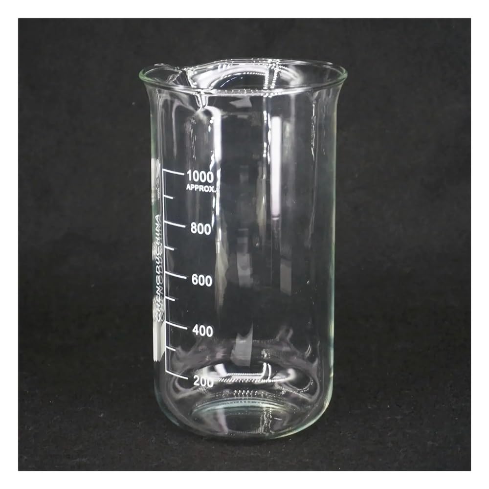 Vetreria da laboratorio Becher da laboratorio alto da 1000 ml in vetro borosilicato trasparente addensato con beccuccio