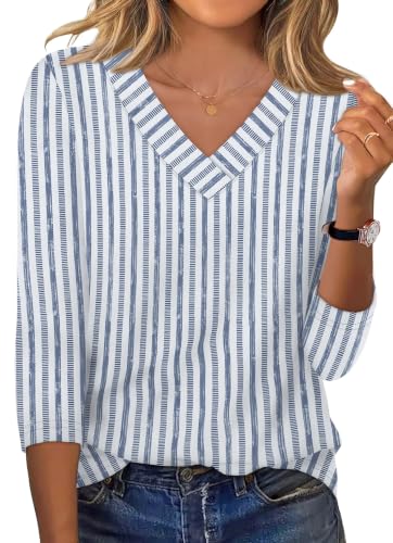 Image of XIEERDUO 3 /4 Length Sleeve Womens Tops V Neck T Shirts Summer Clothes Basic Blouses Dressy Casual 2026 Spring Outfits