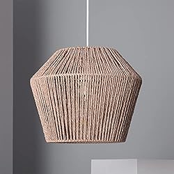 Lamparas Naturales LEDKIA LIGHTING Lámpara Colgante Papel Trenzado Trenza Sauki 230xØ320 mm Marrón E27 Casquillo Gordo Papel Trenzado Decoración Salón, Habitación, Dormitorio