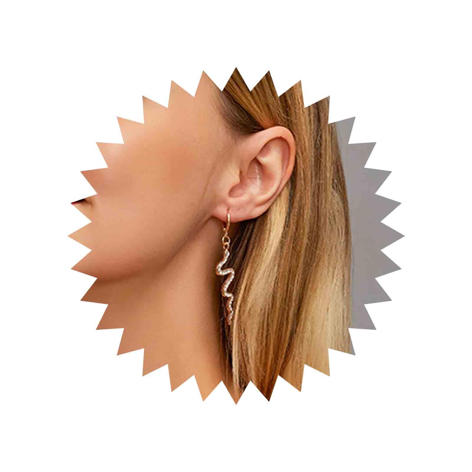 Orecchini Lunghi A Goccia Serpente Bohéme – Oro Con Cristalli, Gioielli Donne E Ragazze - 2